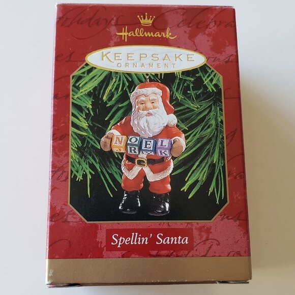 Hallmark Keepsake Ornament - 1999 Spellin Santa - Spell 5 Holiday Words Blocks - Picture 1 of 1